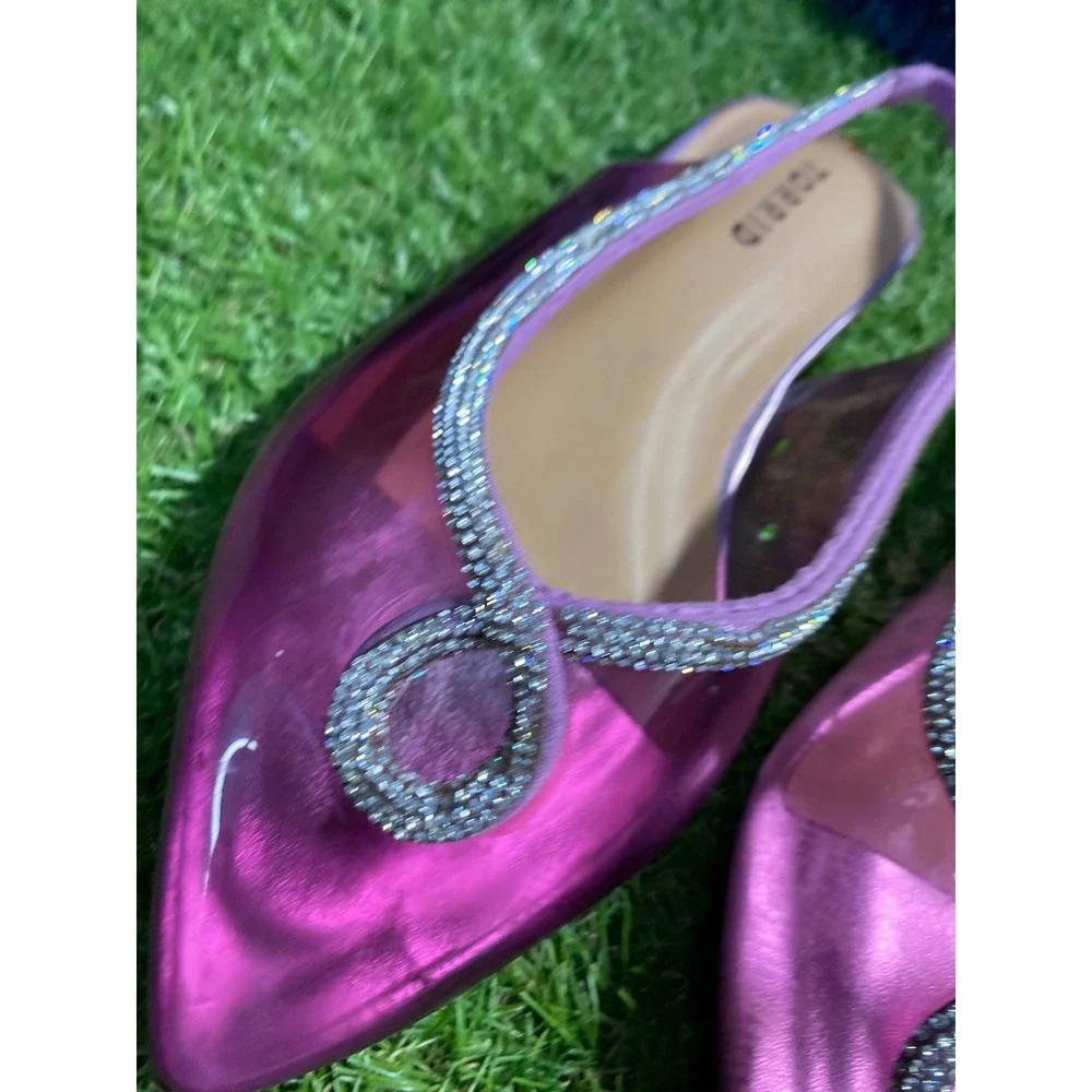 Torrid Pink Rhinestone‎ Slingback Pointed Toe Flats Women's Shoes